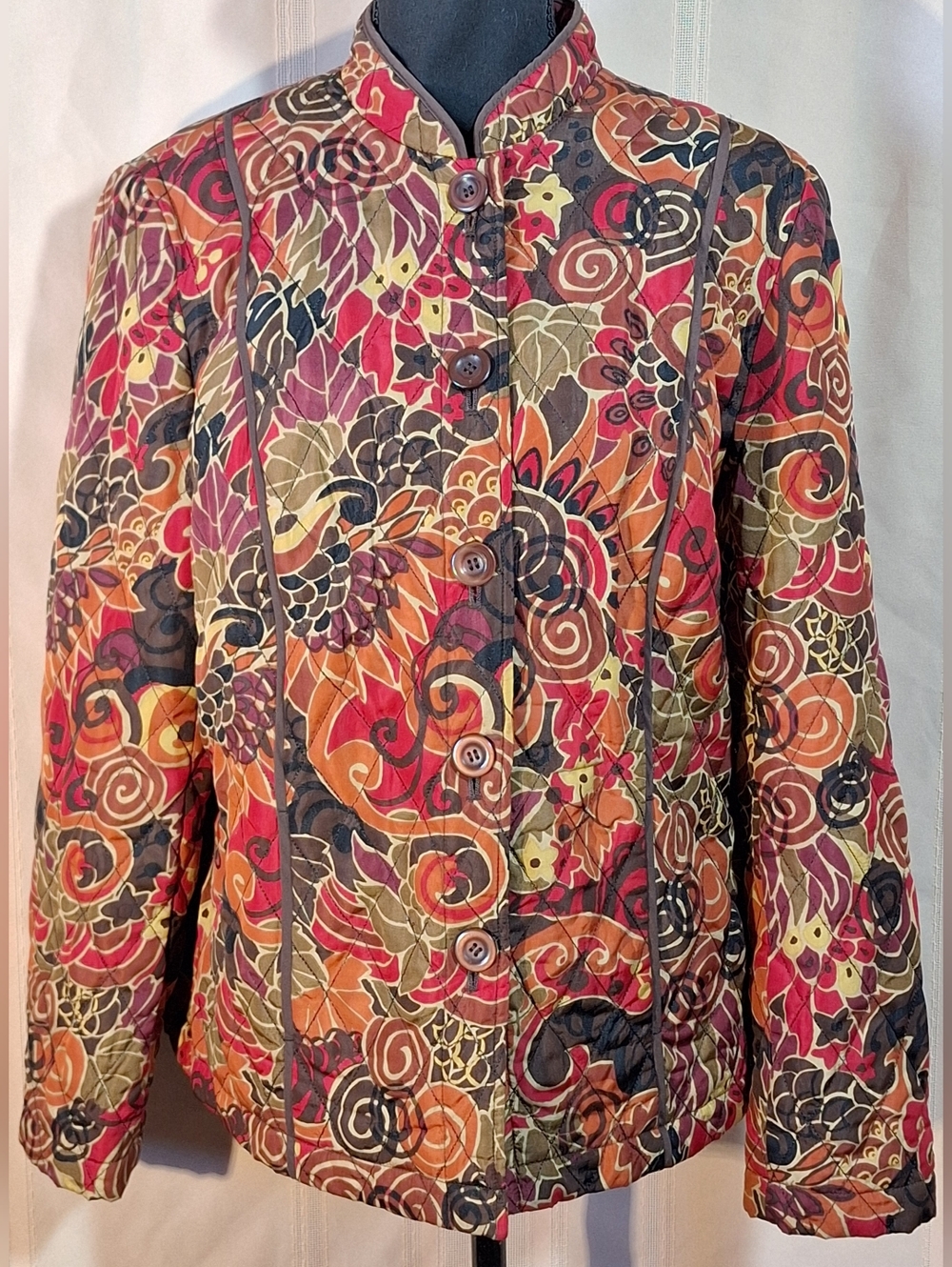 REQUIREMENTS Multicolor Quilted Floral Print Jacket